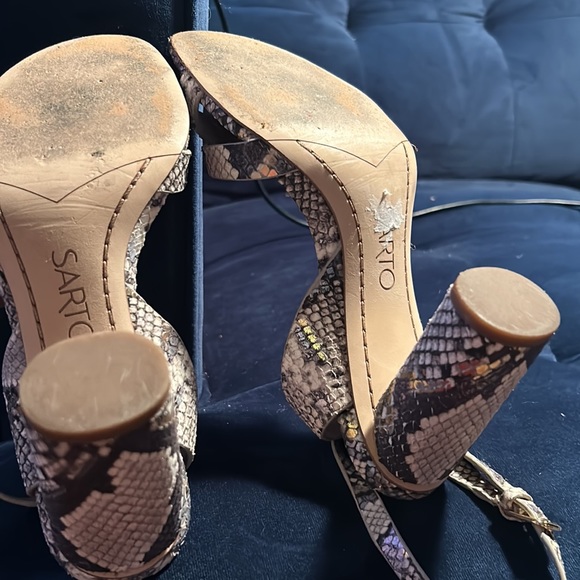 Franco Sarto Ankle Strap Heels Metallic Snake Skin - Picture 10 of 16